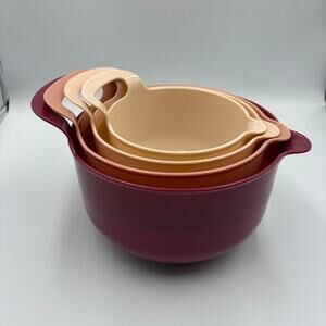 Cook with Color Nesting Mixing Bowls Bowl Set Pink Pour Spouts Handles